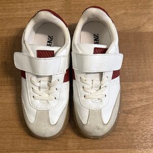 Zara Kids White Sneakers with Red Accents